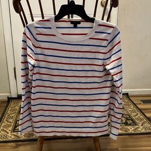 J. Crew Red and Blue Striped Top